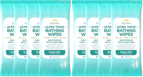 Nurture XL Ultra Thick Body Wipes for Adults with Aloe No Rinse - 120 Pack