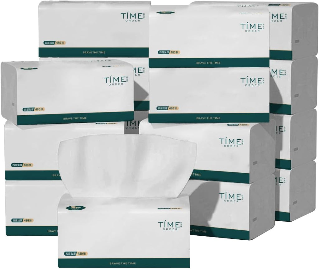 Soft Facial Tissues 7680 Total Sheets, [Not in Box] 4-Ply Ultra Strong & Soft Thick Tissues, 1920 Draws Unscented Paper Tissues for Sensitive Skin, Compact Size for Home, Office and Car 16 Soft Pack