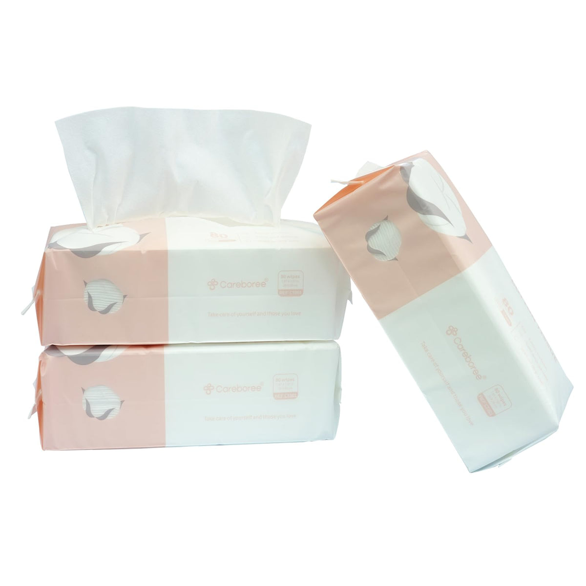Careboree Extra Thick Dry Wipes, 100% Pure Cotton, 400 Count (5 Pack)