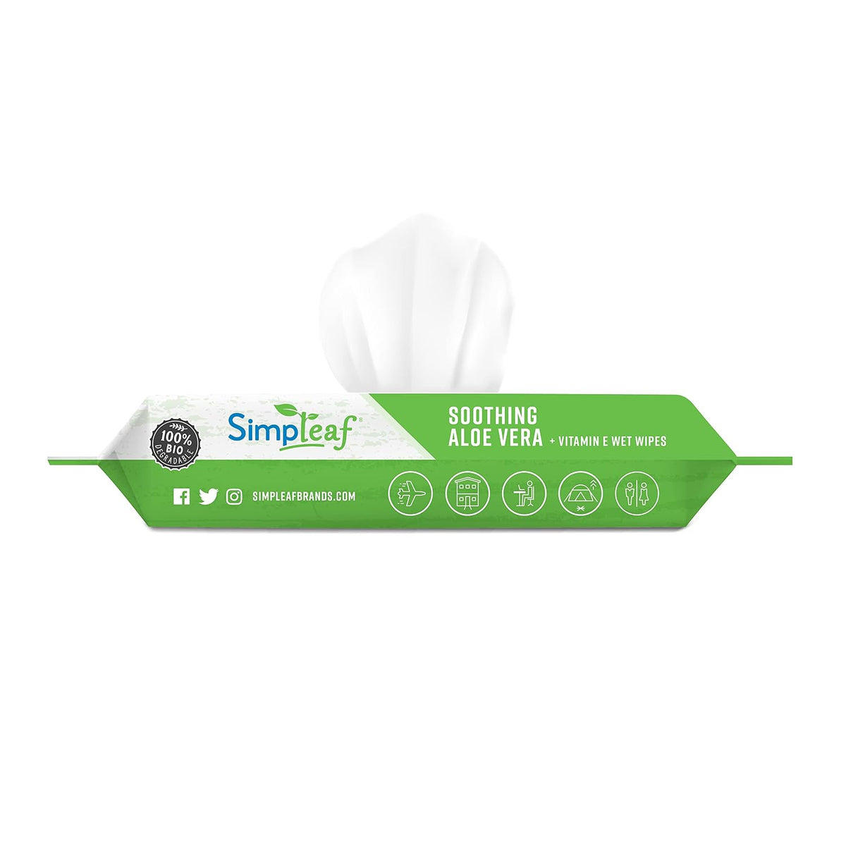 Simpleaf Flushable Wet Wipes Aloe Vera| Eco-Friendly, Paraben & Alcohol Free | Hypoallergenic & Safe for Sensitive Skin | Soothing Aloe Formula | (4 x 25 Count Convenient Pack) 100 Count Total