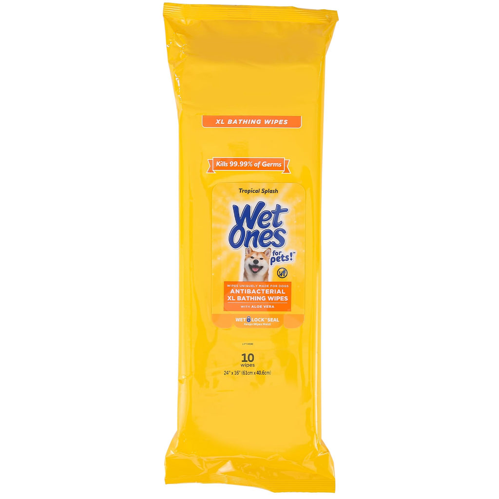 Wet Ones for Pets Multipurpose Dog Wipes with Aloe Vera, Tropical Splash Scent - Pet Bathing Wipes with Wet Lock Seal for Dog Paws and All-Over Use, 100 Count - 3 Pack