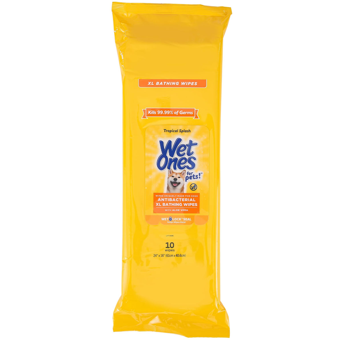 Wet Ones for Pets Multipurpose Dog Wipes with Aloe Vera, Tropical Splash Scent - Pet Bathing Wipes with Wet Lock Seal for Dog Paws and All-Over Use, 100 Count - 3 Pack