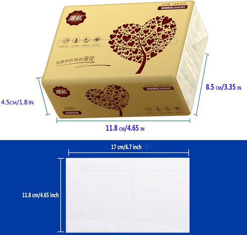 10 Packs Soft Small Facial Tissue, Disposable Facial Napkin, Wood Pulp Fiber Material NOT COTTON, Facial Towel, White Facial Paper Tissue, 4-Ply, 10 Pack, 280 Sheets per Pack, 2800 Sheet In Total