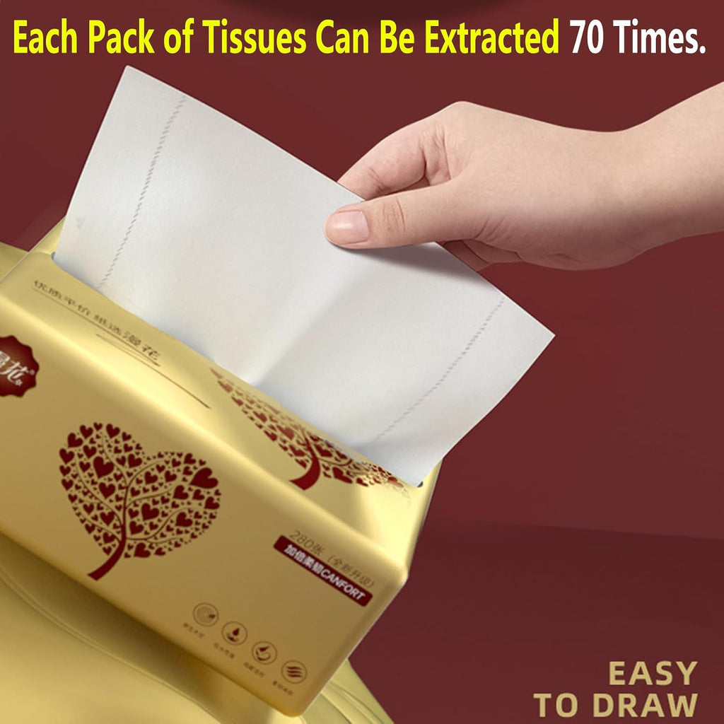 10 Packs Soft Small Facial Tissue, Disposable Facial Napkin, Wood Pulp Fiber Material NOT COTTON, Facial Towel, White Facial Paper Tissue, 4-Ply, 10 Pack, 280 Sheets per Pack, 2800 Sheet In Total