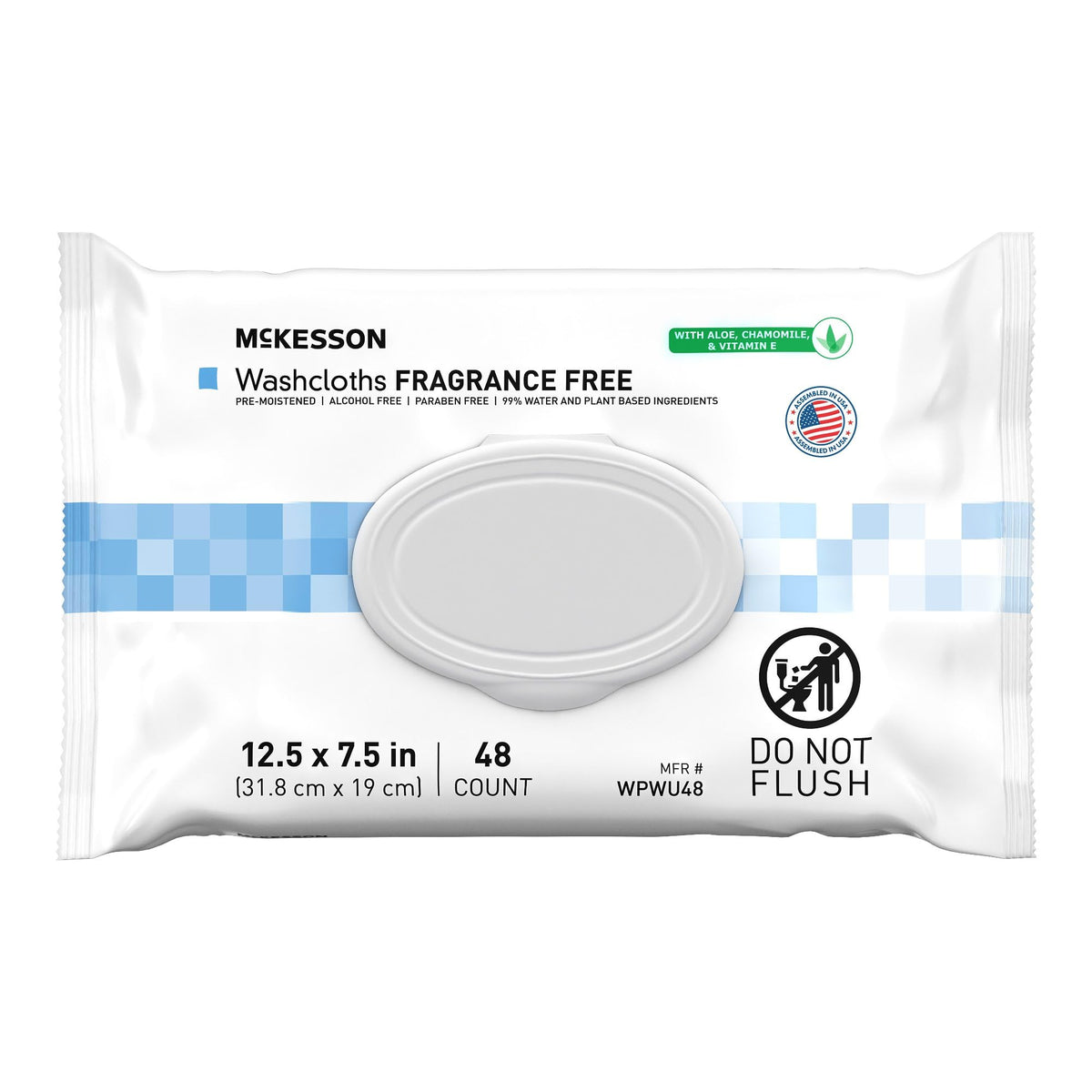 McKesson Disposable Wipe 12 Pack, 600 Washcloths - Large Adult Body and Incontinence Washcloths with Aloe and Vitamin E, Alcohol-Free, 50 Wipes Per Pack