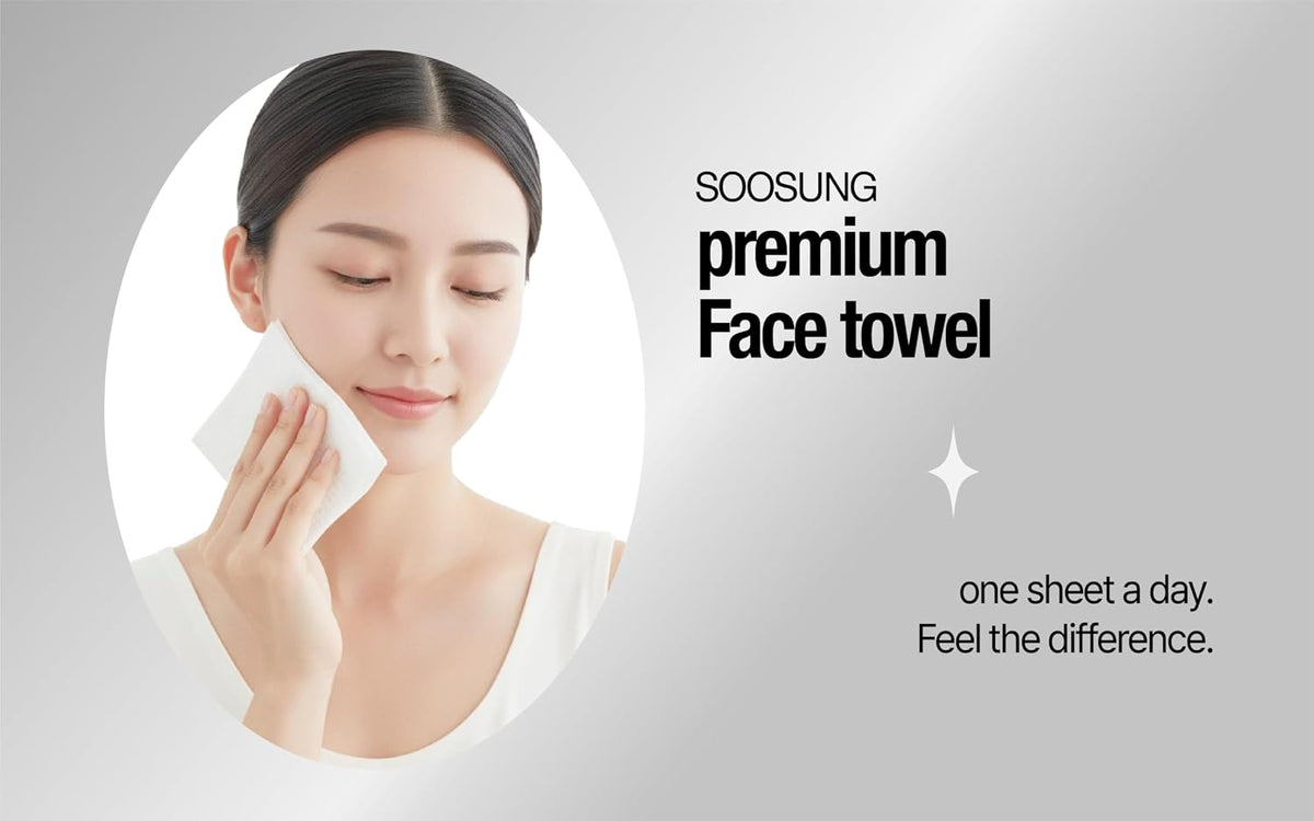 Disposable Facial Towels for Face Drying, Ultra Soft Single Use Face Towels for Sensitive Skin, Absorbent Facial Cleansing Towels for Home, Travel & Gym, Lightweight Dry Face Tissue, 50 Count, SOOSUNG