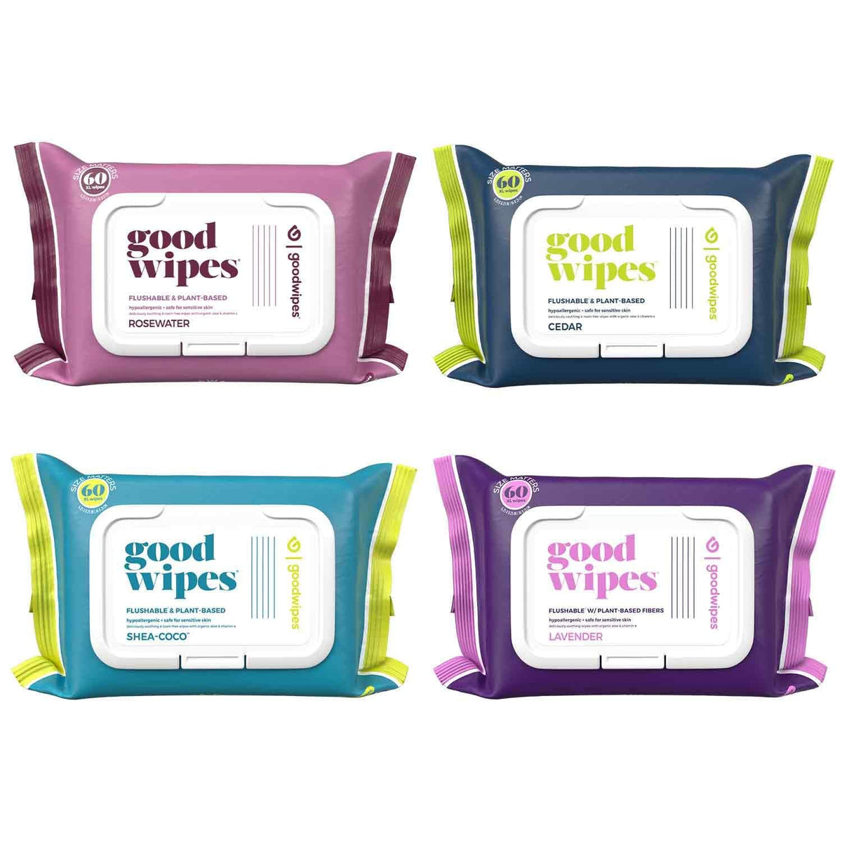goodwipes Flushable Wipes - Rosewater, 153 Wipes (3 Pack + 3 Singles)