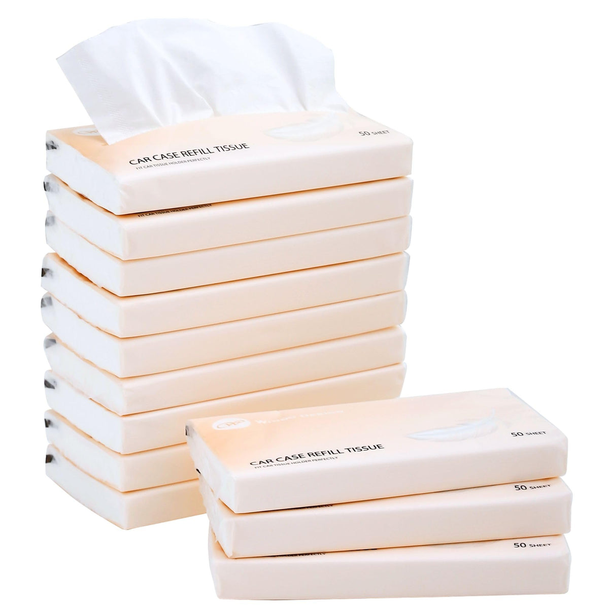 Car Tissue Refills 300 Sheets Facial Tissues Refills for Car Visor Tissue Holder, Travel Tissue Tubes Box Container Perfect Fit for Car Cup Holder