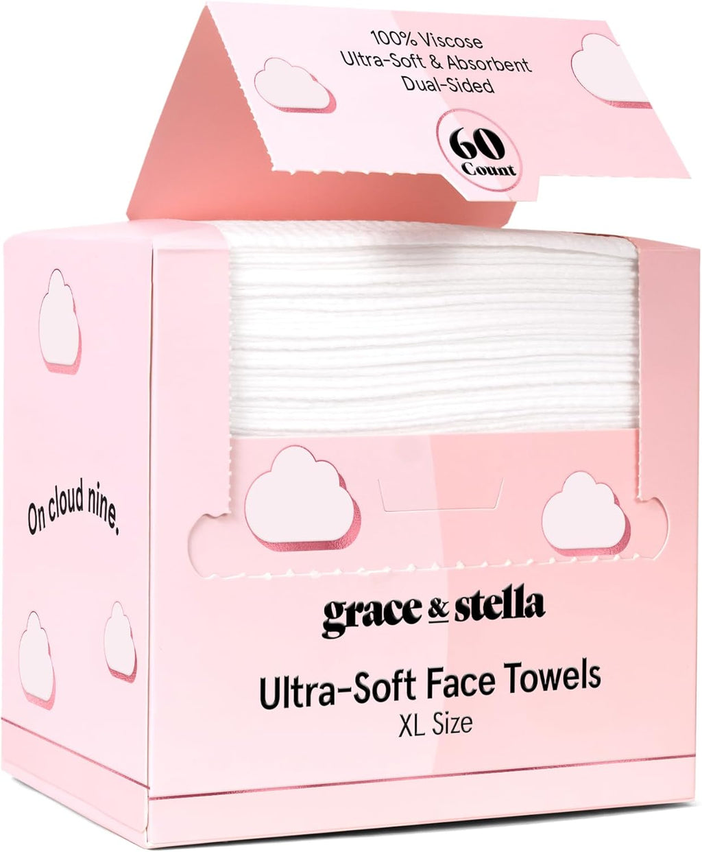 grace & stella Face Towels Disposable XL- Travel Essentials (60 Count)