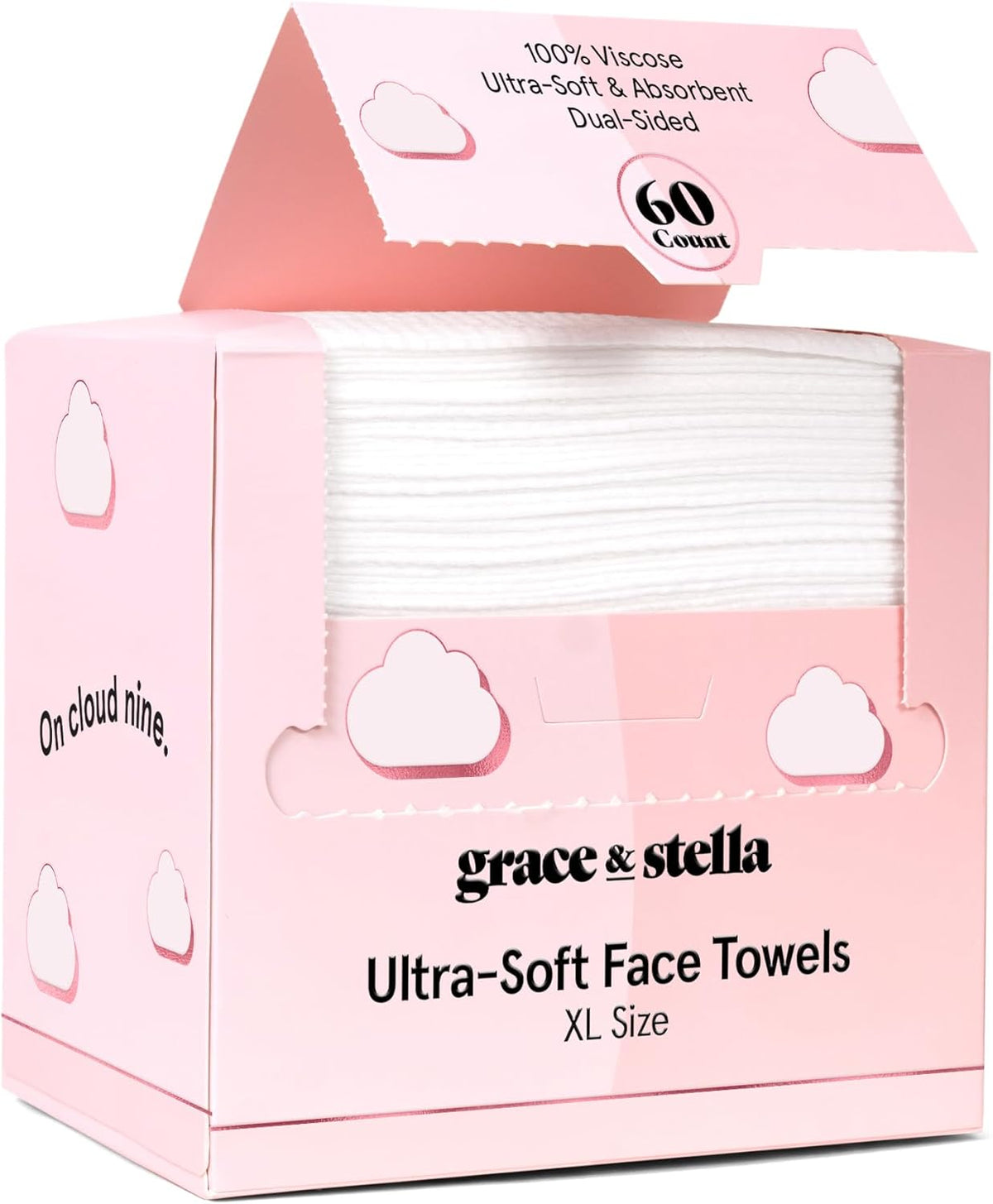 grace & stella Face Towels Disposable XL- Travel Essentials (60 Count)