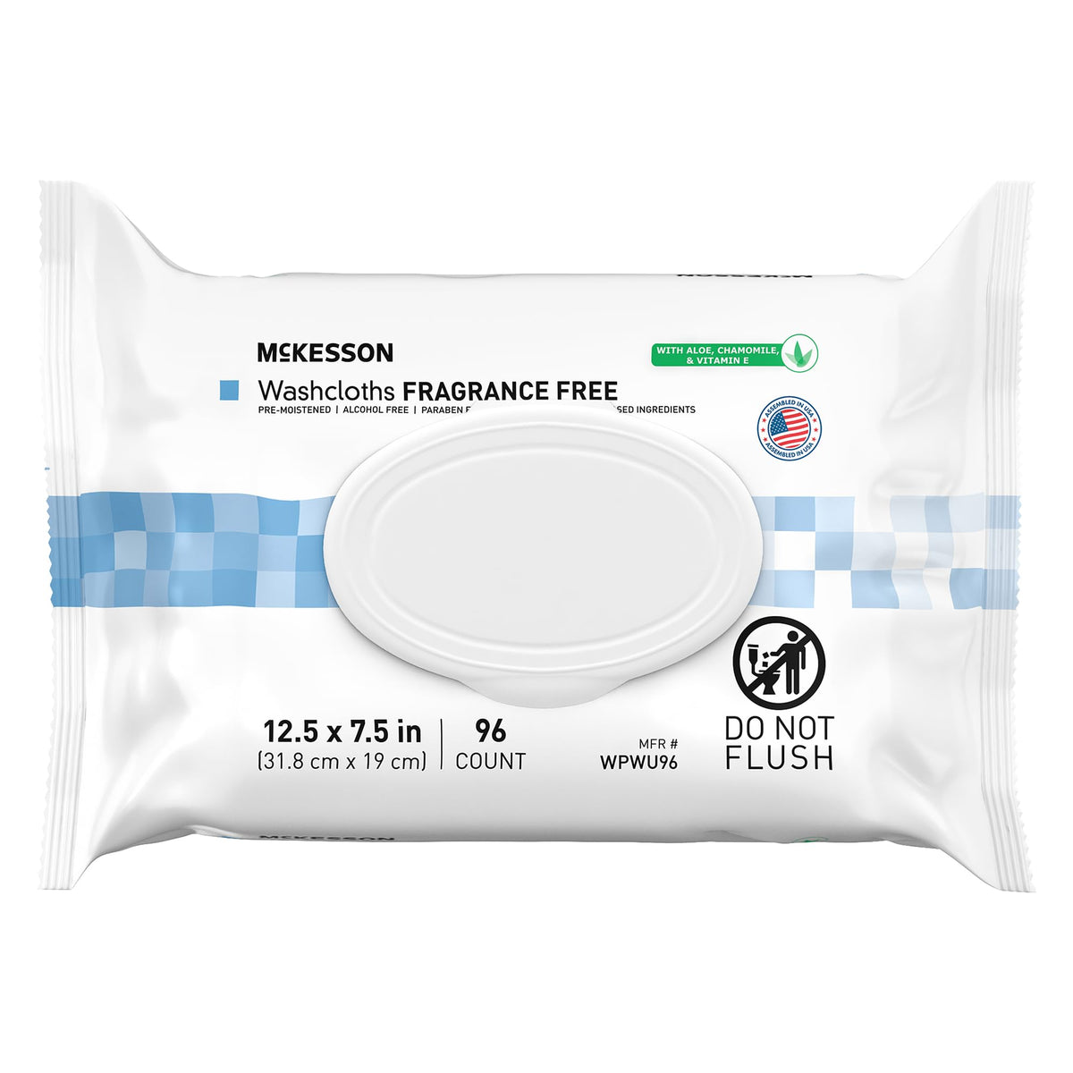 McKesson Disposable Wipe 12 Pack, 600 Washcloths - Large Adult Body and Incontinence Washcloths with Aloe and Vitamin E, Alcohol-Free, 50 Wipes Per Pack