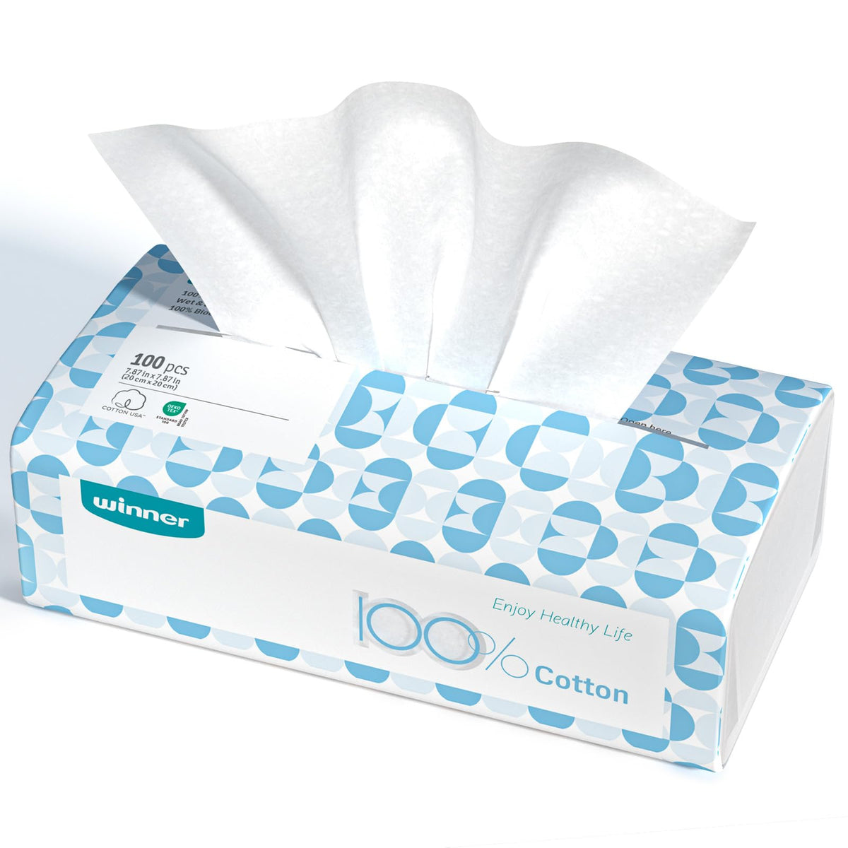 Winner Disposable Face Towels, 100% Cotton, 600 Count (Pack of 6)