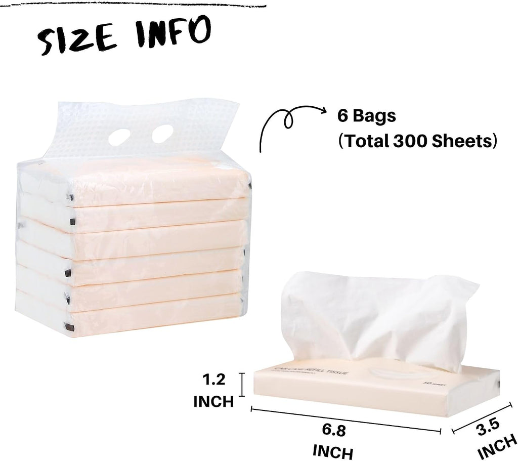 Car Tissue Refills 300 Sheets Facial Tissues Refills for Car Visor Tissue Holder, Travel Tissue Tubes Box Container Perfect Fit for Car Cup Holder