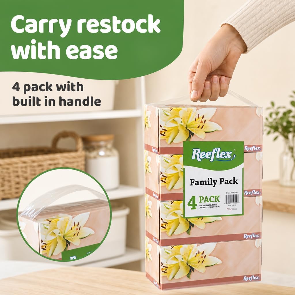 Reeflex Facial Tissues, 2-Ply Soft Facial Tissue - 4 Boxes,