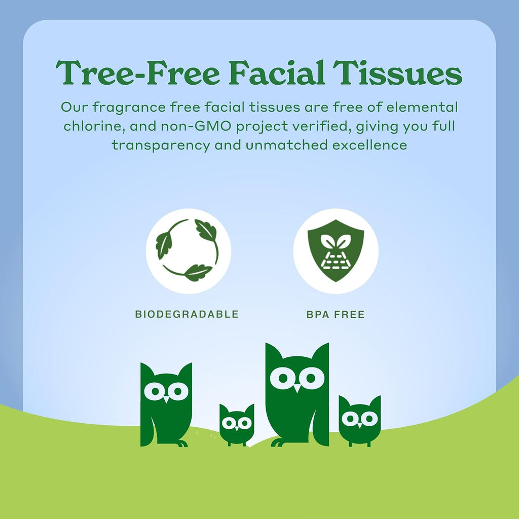 Caboo Tree Free Facial Tissues, 60 Tissues Per Box, 360 Total