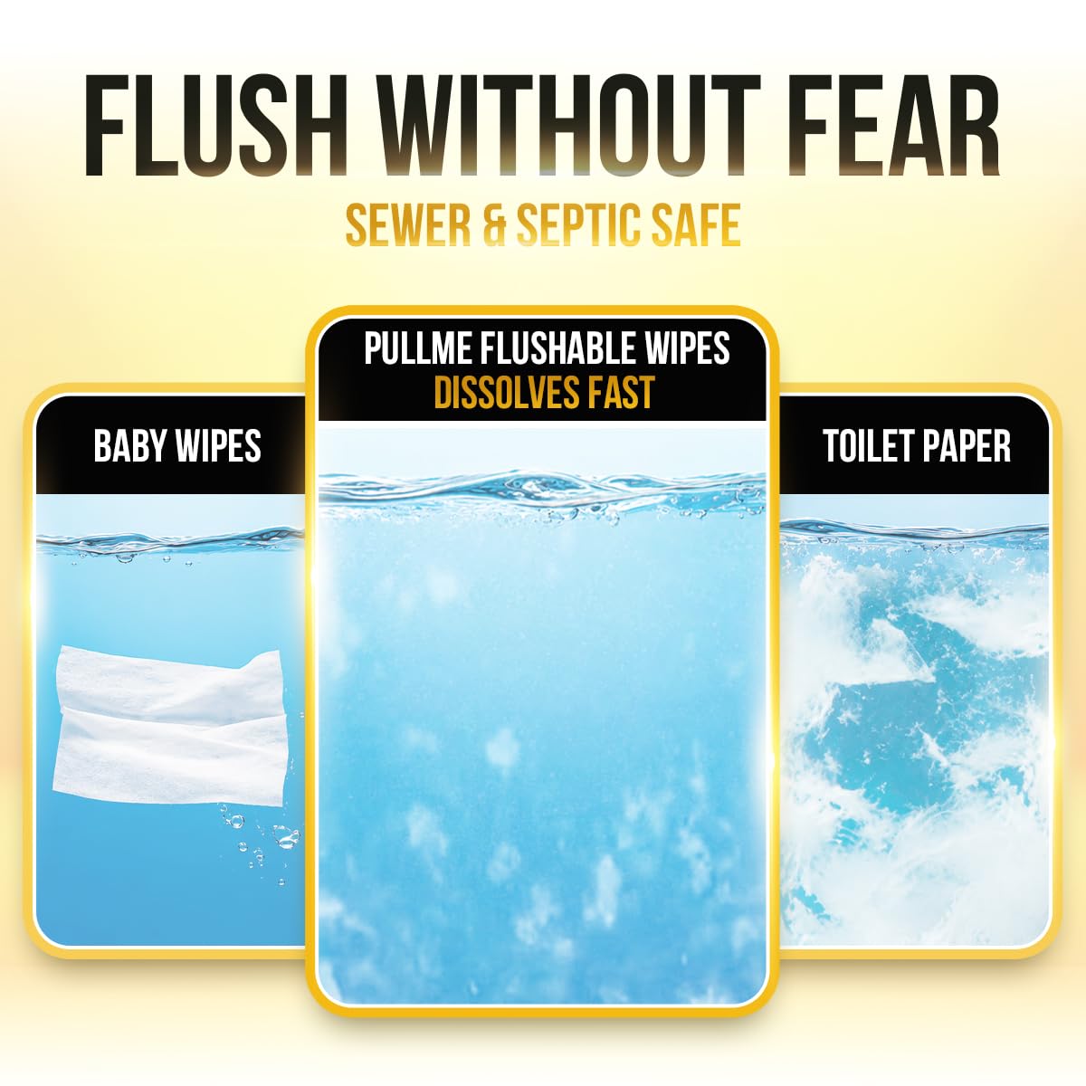 Pack of 6, 300 Counts - Flushable Wipes For Adults, Woman, Man, Family - Travel, Toilet, Bathroom Wipes Flushable Pack - Vitamin E & Aloe - Sewer & Septic Safe
