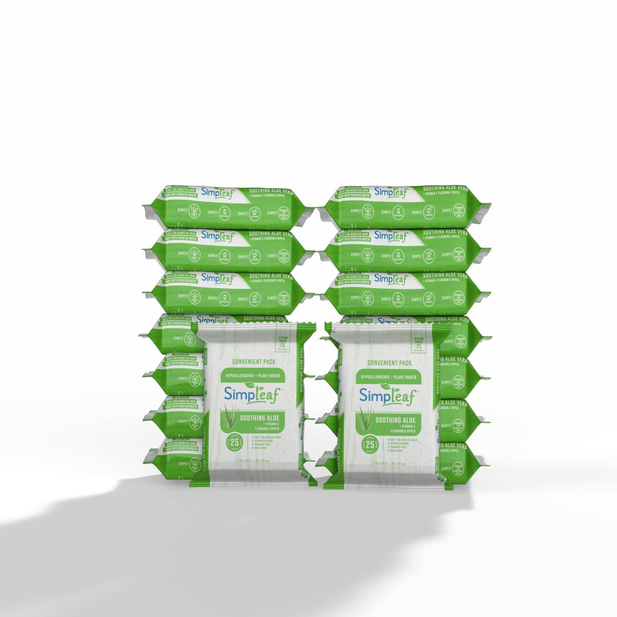 Simpleaf Flushable Wet Wipes Aloe Vera| Eco-Friendly, Paraben & Alcohol Free | Hypoallergenic & Safe for Sensitive Skin | Soothing Aloe Formula | (4 x 25 Count Convenient Pack) 100 Count Total