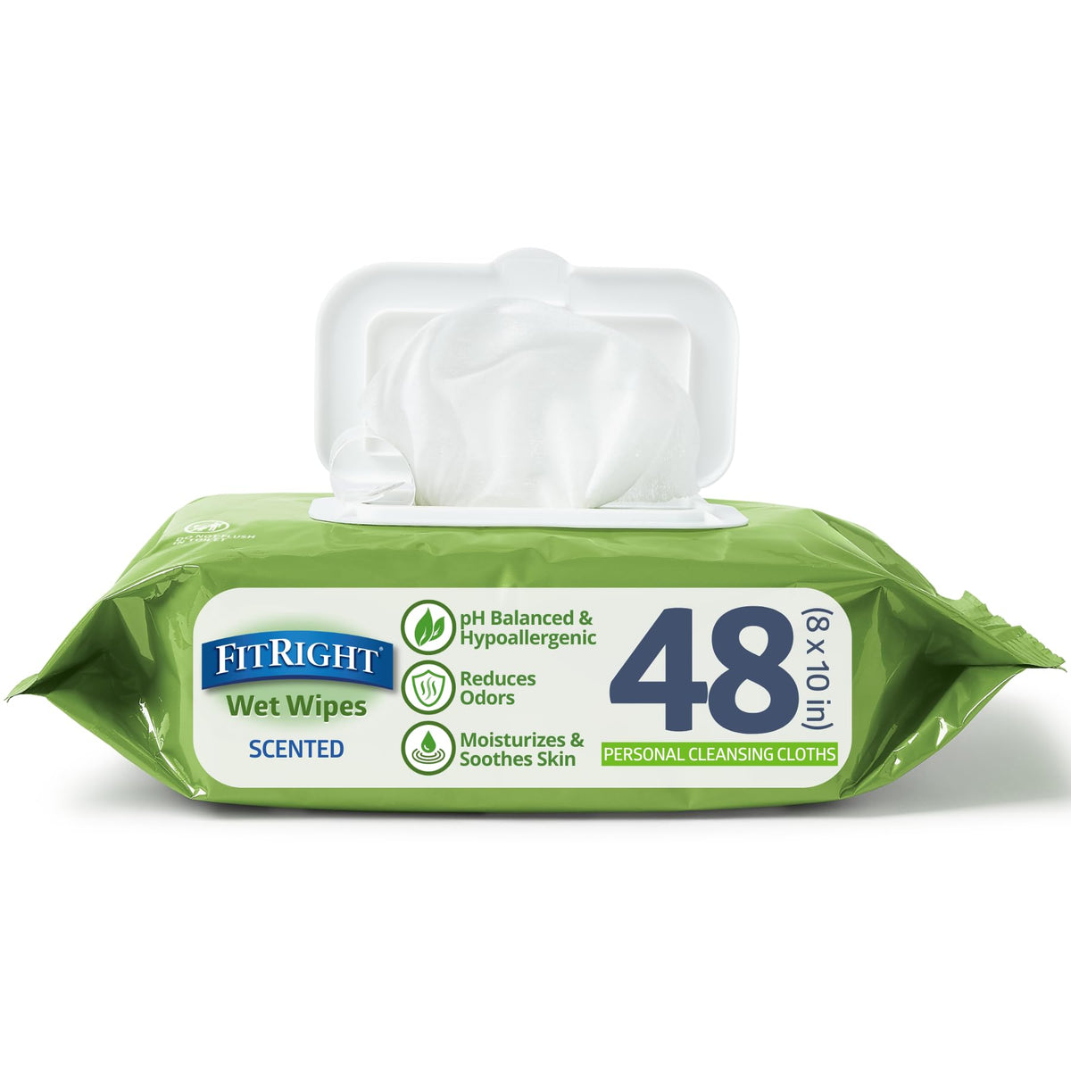 FitRight Personal Cleansing Wipes with Aloe 8x10 Unscented 600 Count
