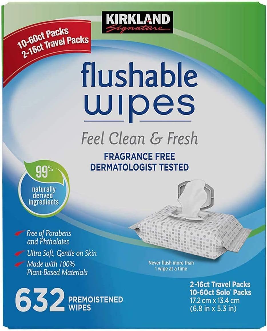 Kirkland Signature Kirkland signature moist flushable wipes 632 wipes, 632 count, White