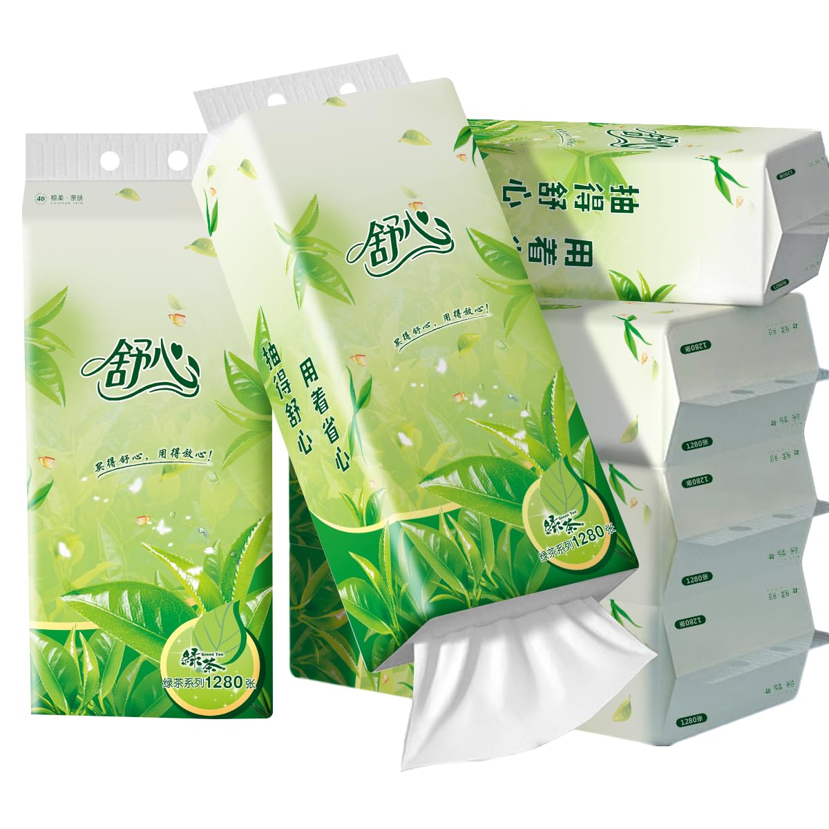 Soft Facial Tissues 4-Ply Hanging Design, 4 Pack (6,720 Sheets Total) Tissues for Bathroom, Kitchen, and Car Ultra Soft, High-Capacity Wall Mount Space-Saving Paper Tissue