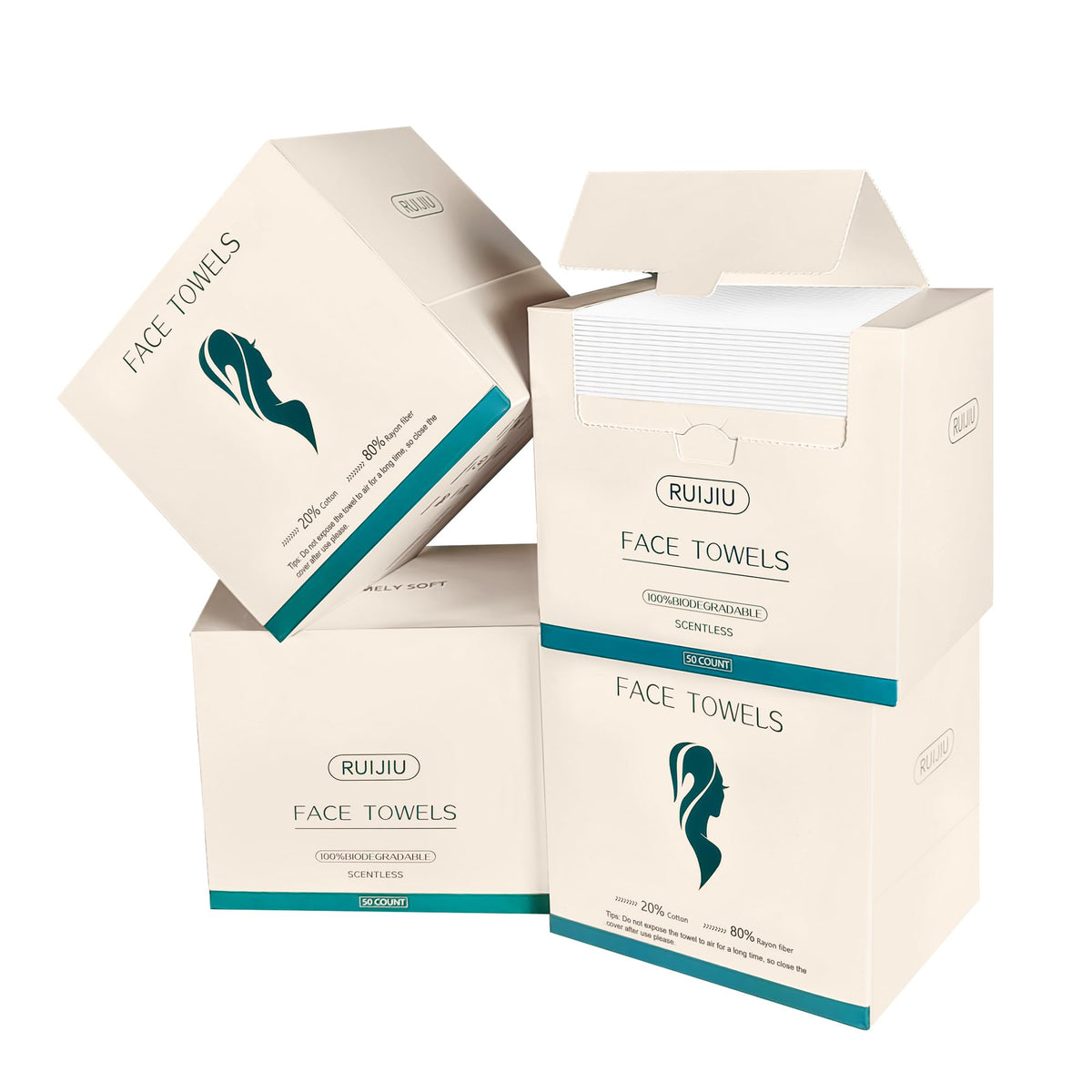 Disposable Face Towels, Large 10"× 12" Clean Face Towels 100 Count
