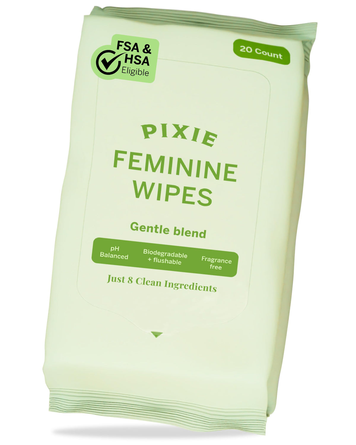 Pixie Menstrual Cup Wipes - On The Go Public Bathroom Feminine Wipes - Safe On Period Cups & Menstrual discs - Biodegradable, Flushable, Ph Balanced (20 Count (2 Pack)