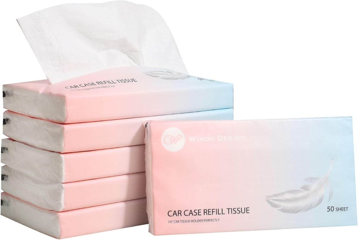 Car Tissue Refills 300 Sheets Facial Tissues Refills for Car Visor Tissue Holder, Travel Tissue Tubes Box Container Perfect Fit for Car Cup Holder