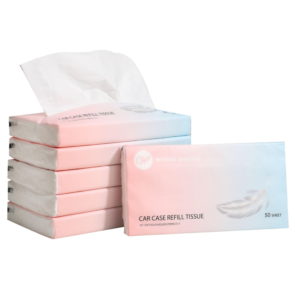 Car Tissue Refills 300 Sheets Facial Tissues Refills for Car Visor Tissue Holder, Travel Tissue Tubes Box Container Perfect Fit for Car Cup Holder
