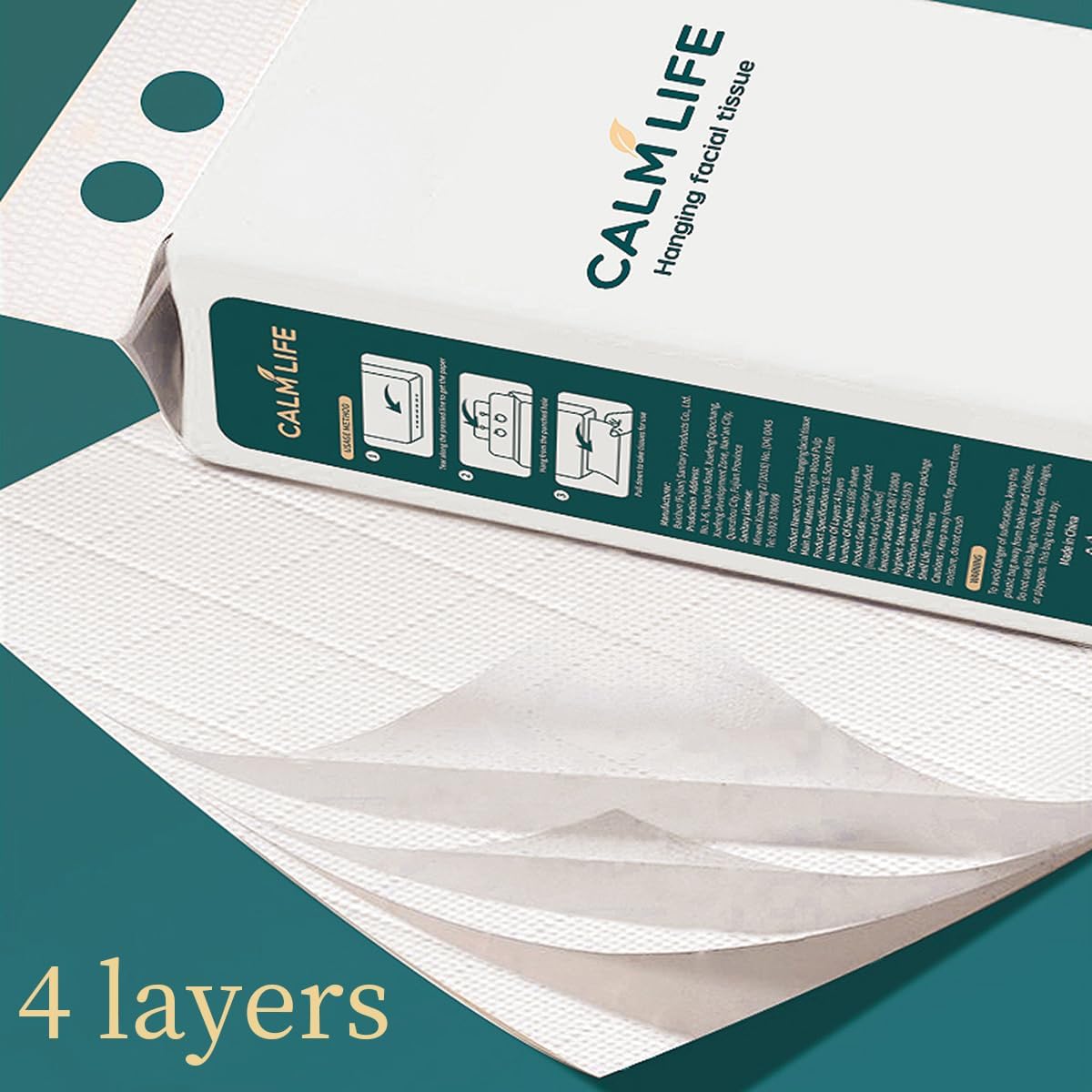 Soft Facial Tissues 4-Ply Hanging Design, 4 Pack (6,720 Sheets Total) Tissues for Bathroom, Kitchen, and Car Ultra Soft, High-Capacity Wall Mount Space-Saving Paper Tissue