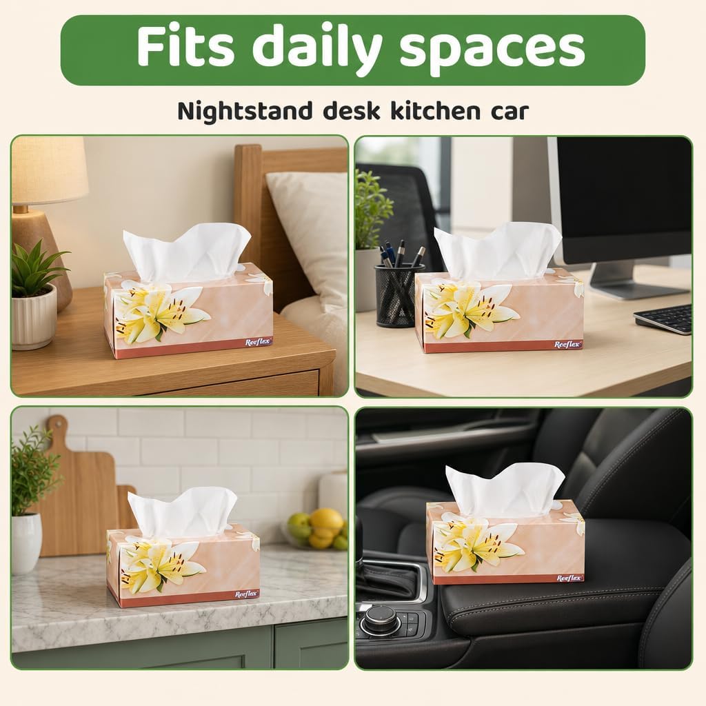 Reeflex Facial Tissues, 2-Ply Soft Facial Tissue - 4 Boxes,