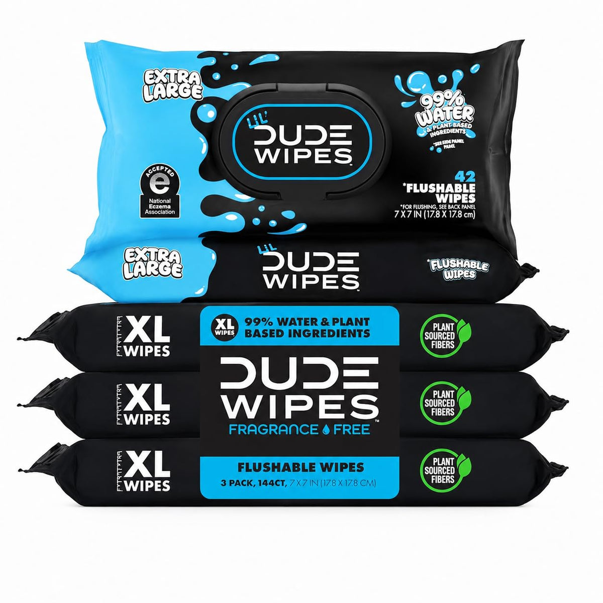 DUDE Wipes Shea BUTTer Adult Flushable Wet Wipes, Moisturizing, 144 Count