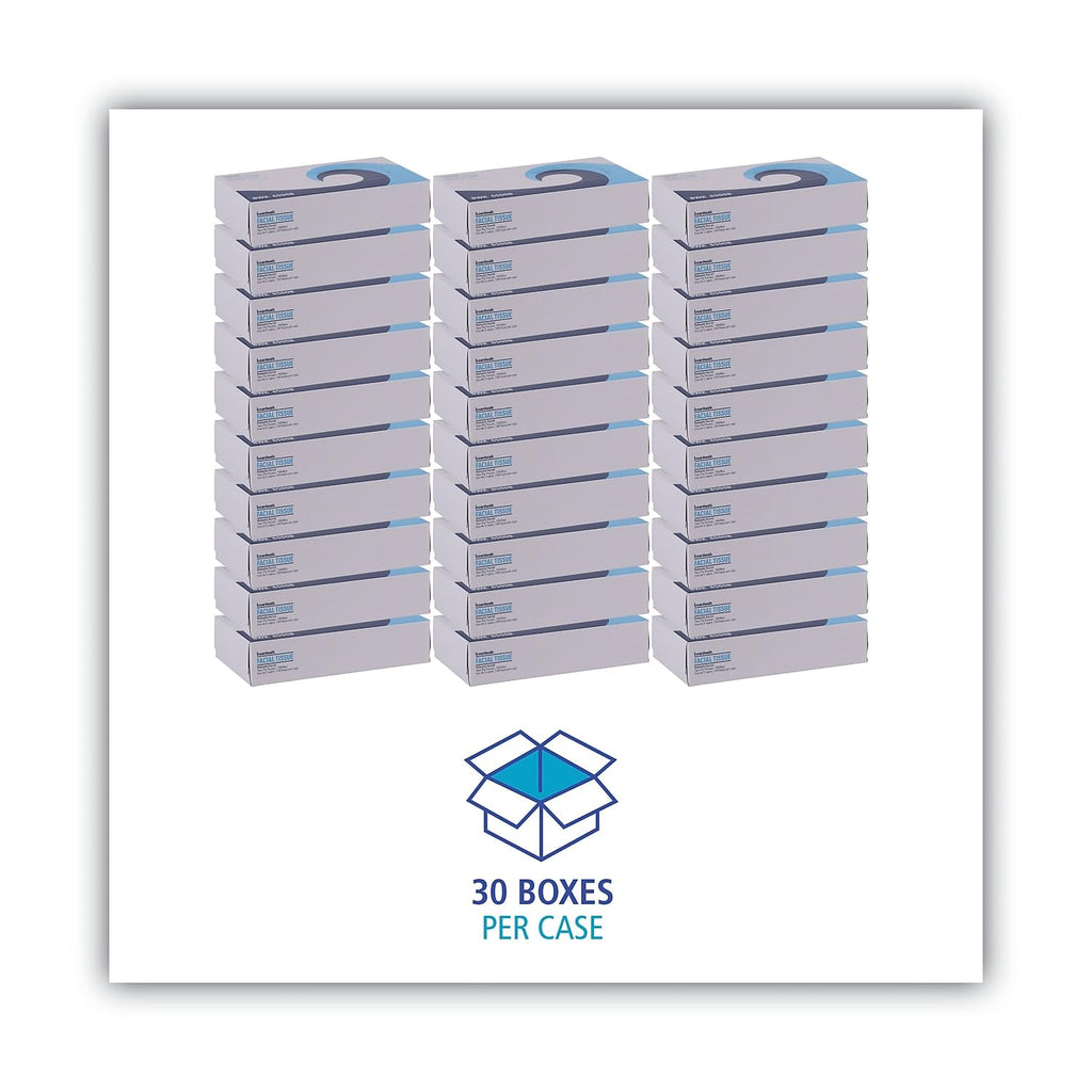 Boardwalk BWK6500 Office Packs Facial Tissue, Flat Box, 100 Sheets per Box (Case of 30 Boxes)