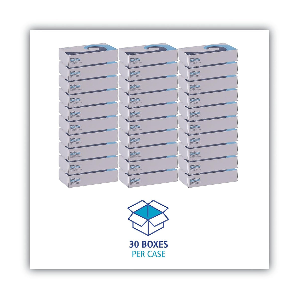Boardwalk BWK6500 Office Packs Facial Tissue, Flat Box, 100 Sheets per Box (Case of 30 Boxes)
