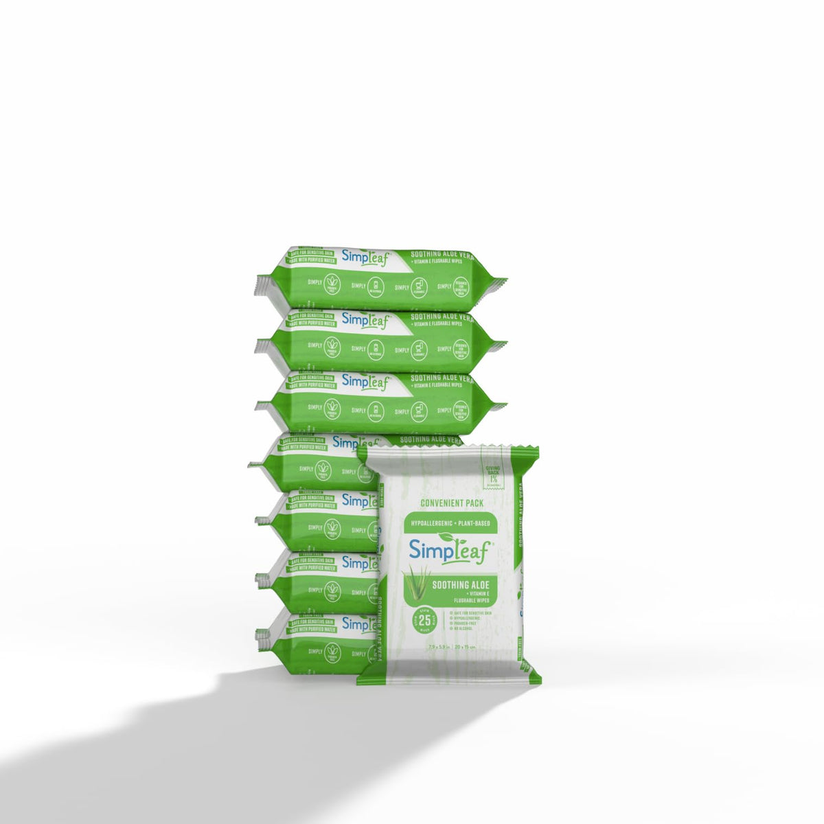 Simpleaf Flushable Wet Wipes Aloe Vera| Eco-Friendly, Paraben & Alcohol Free | Hypoallergenic & Safe for Sensitive Skin | Soothing Aloe Formula | (4 x 25 Count Convenient Pack) 100 Count Total