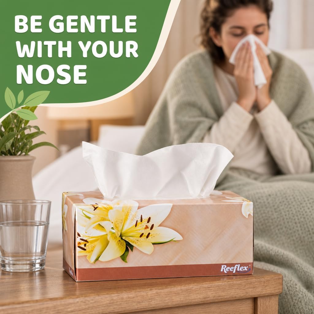 Reeflex Facial Tissues, 2-Ply Soft Facial Tissue - 4 Boxes,