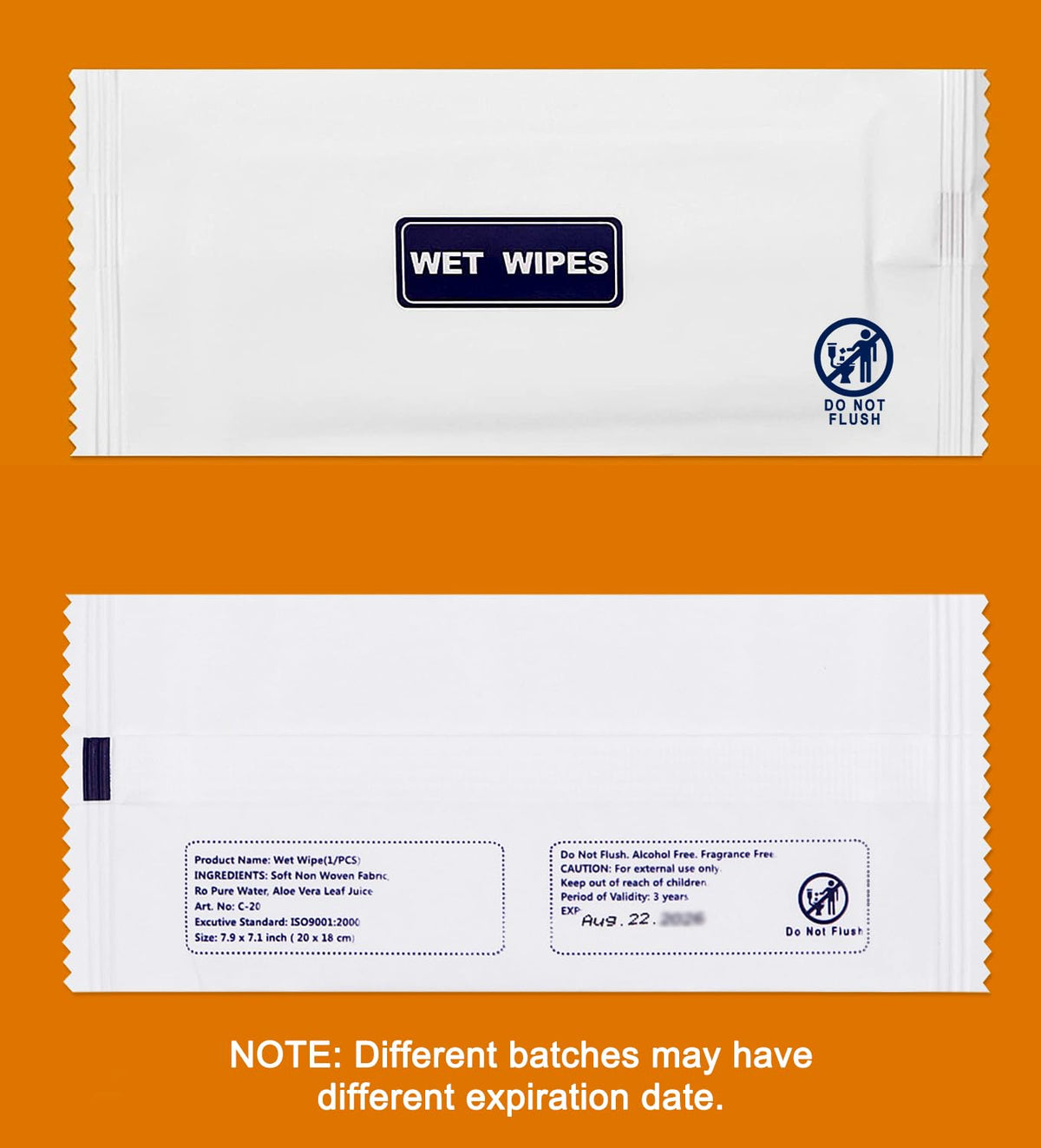 200 Pack Wet Wipes Individually Wrapped, Unscented Travel Hand Wipes