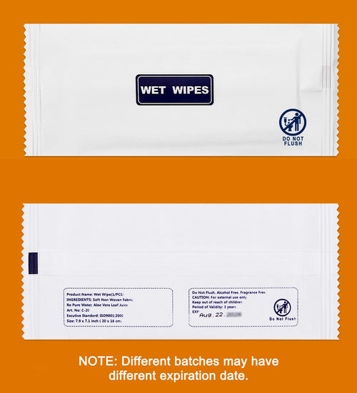 200 Pack Wet Wipes Individually Wrapped, Unscented Travel Hand Wipes