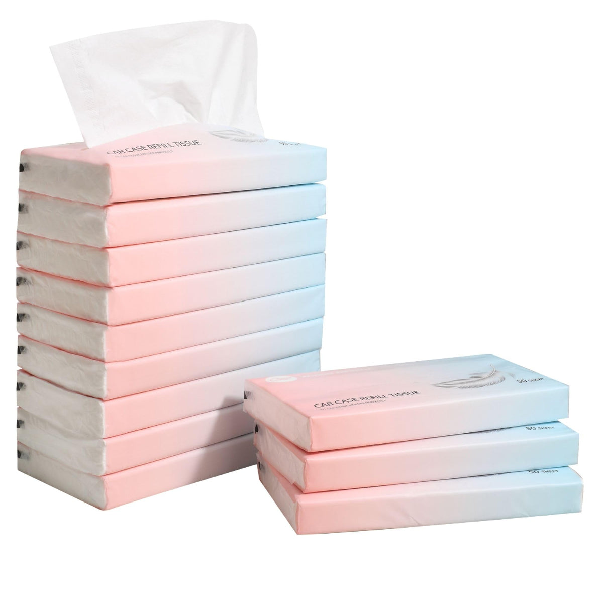 Car Tissue Refills 300 Sheets Facial Tissues Refills for Car Visor Tissue Holder, Travel Tissue Tubes Box Container Perfect Fit for Car Cup Holder