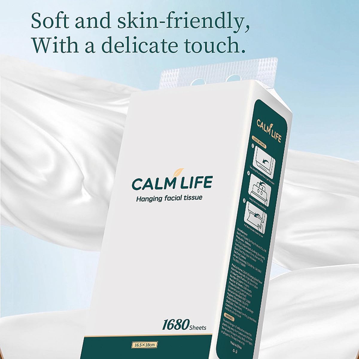 Soft Facial Tissues 4-Ply Hanging Design, 4 Pack (6,720 Sheets Total) Tissues for Bathroom, Kitchen, and Car Ultra Soft, High-Capacity Wall Mount Space-Saving Paper Tissue