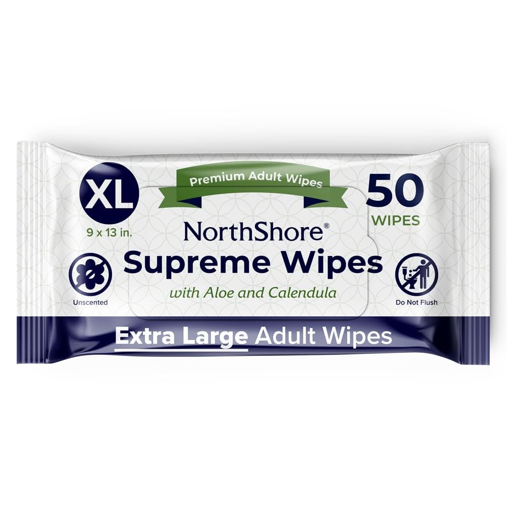 NorthShore Supreme Heavy-Duty Quilted Cleansing Wipes, X-Large,150 Count