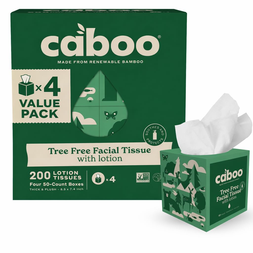 Caboo Tree Free Facial Tissues, 60 Tissues Per Box, 360 Total