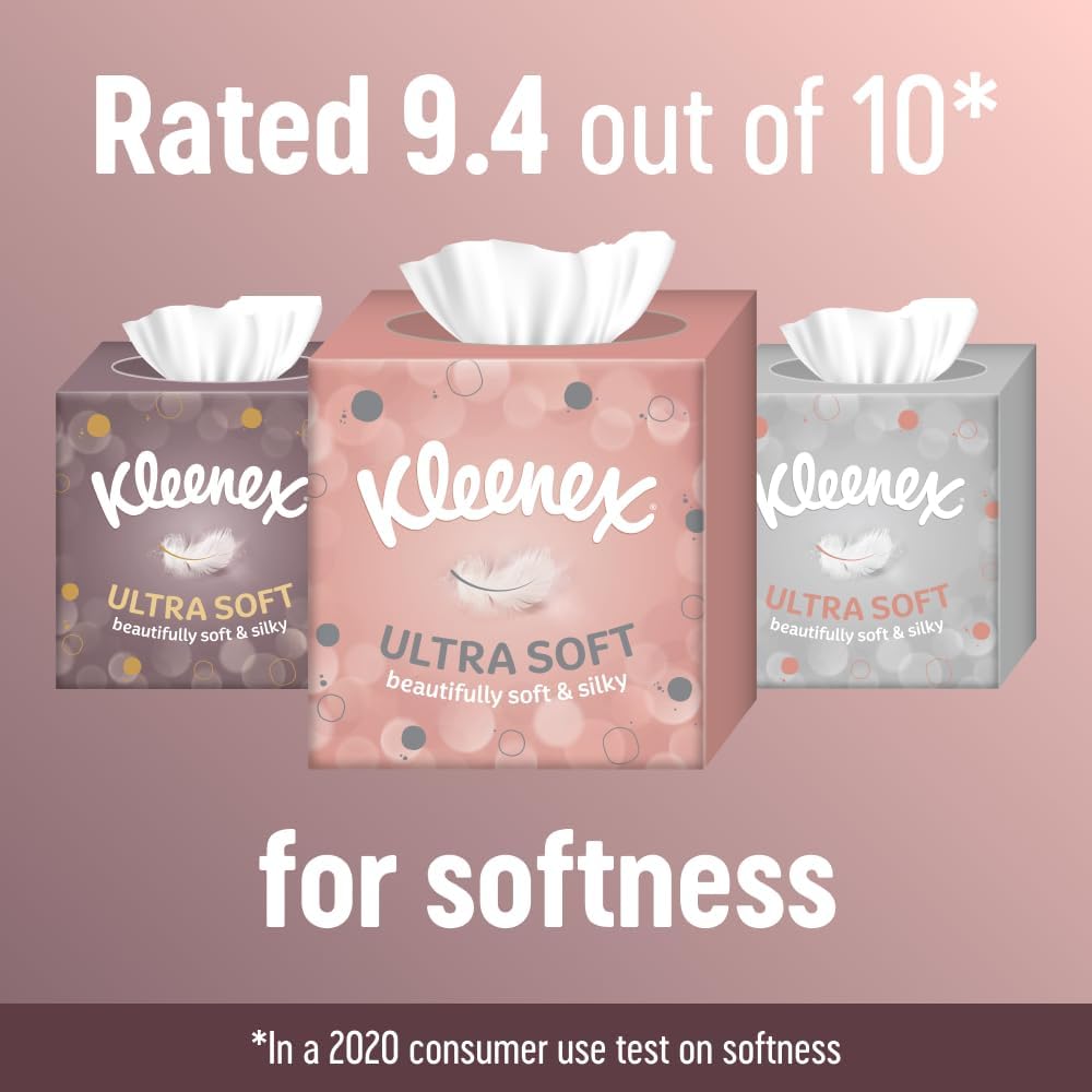 Kleenex Ultra Soft Facial Tissues - Pack of 12 Cube Tissue Boxes