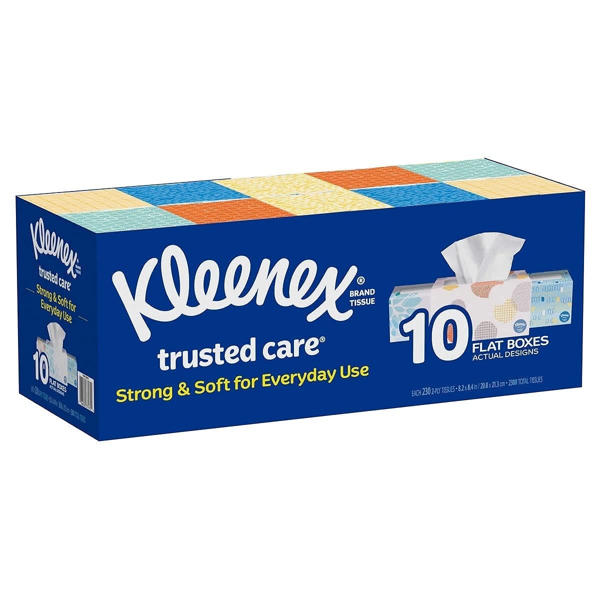 Kleenex Trusted Care Facial Tissues, 3 Flat Boxes, 160 Tissues per Box