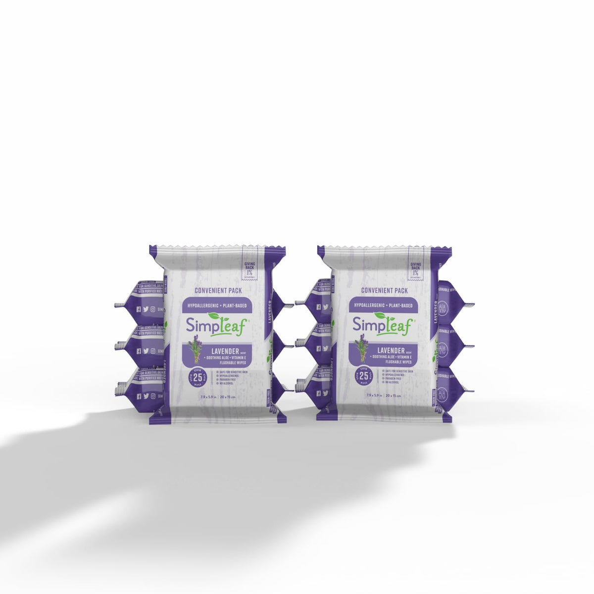 Simpleaf Flushable Wet Wipes Aloe Vera| Eco-Friendly, Paraben & Alcohol Free | Hypoallergenic & Safe for Sensitive Skin | Soothing Aloe Formula | (4 x 25 Count Convenient Pack) 100 Count Total