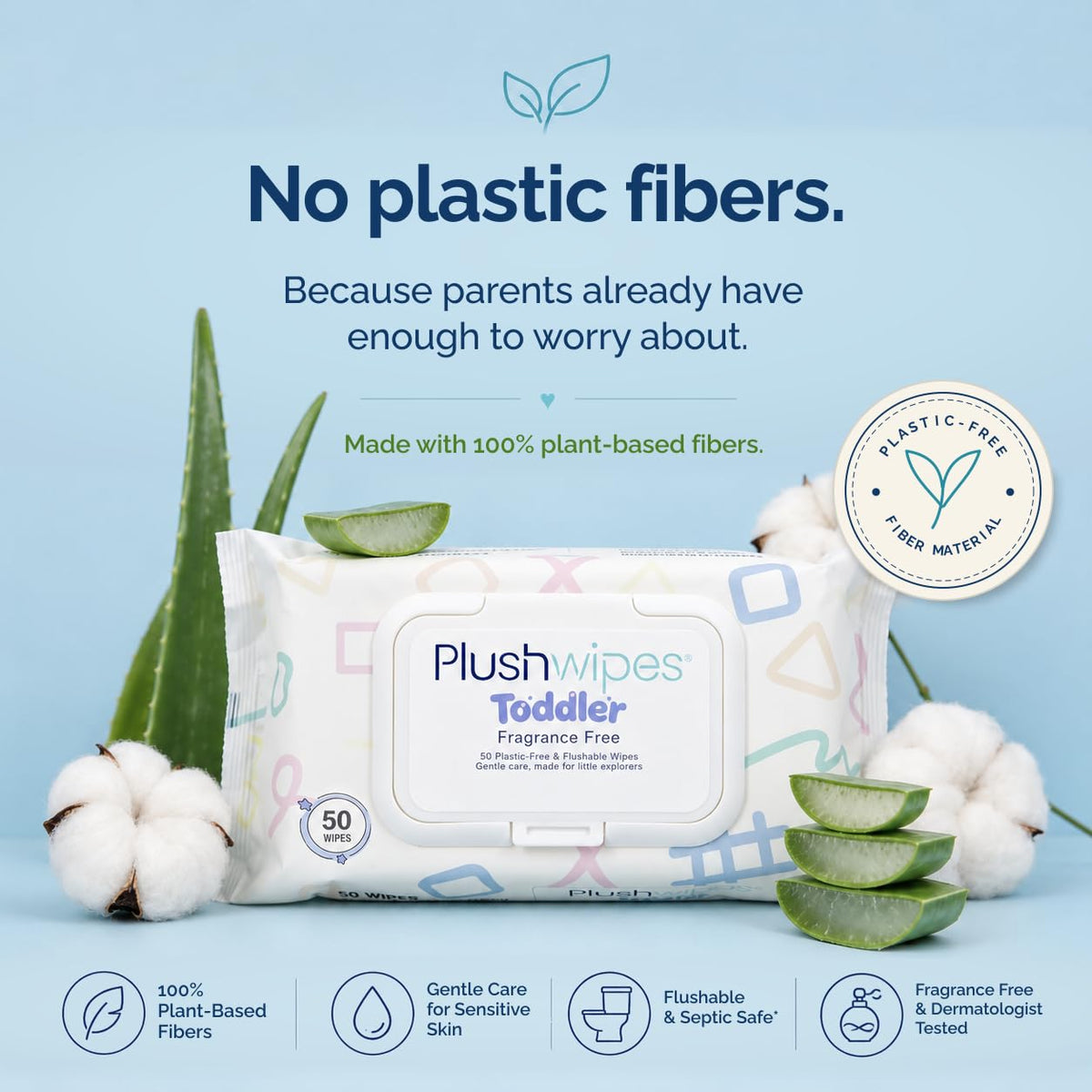 Toddler Flushable Wet Wipes, Fragrance-Free, 1200 Count (24-Pack)