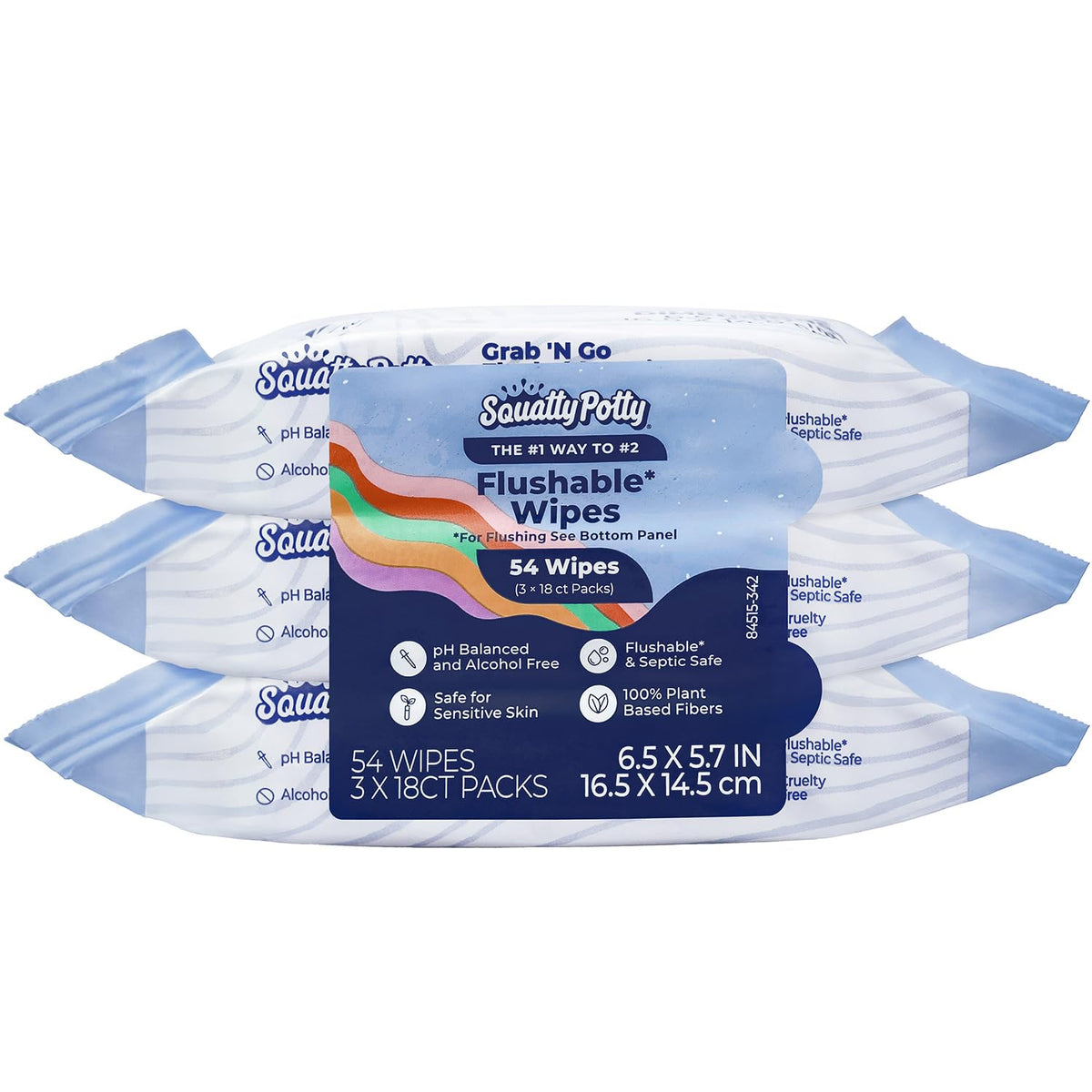 Squatty Potty Flushable Wipes - 3 Packs of 50 (150 Total Wet Wipes)