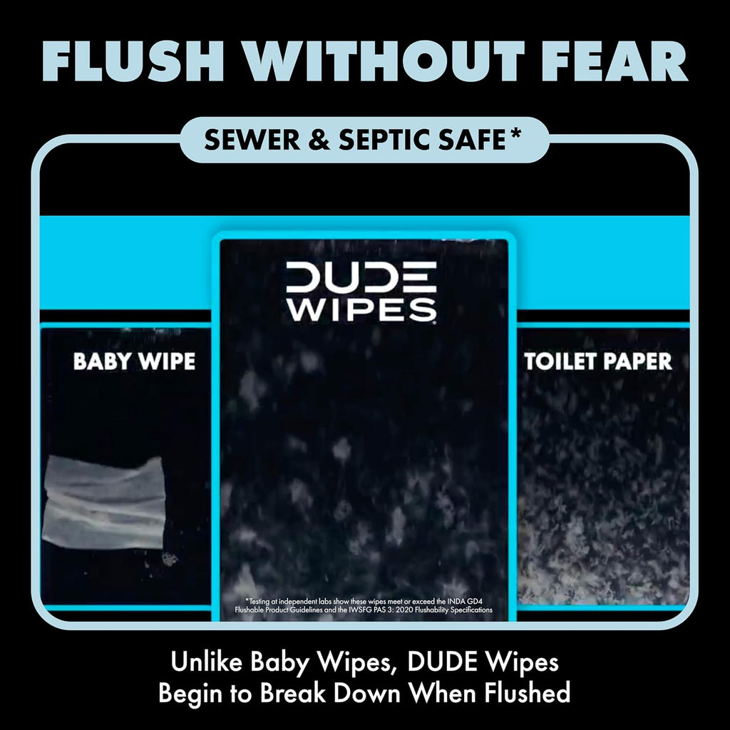 DUDE Wipes Medicated Hemorrhoid Flushable Wipes, Witch Hazel, 144 Count