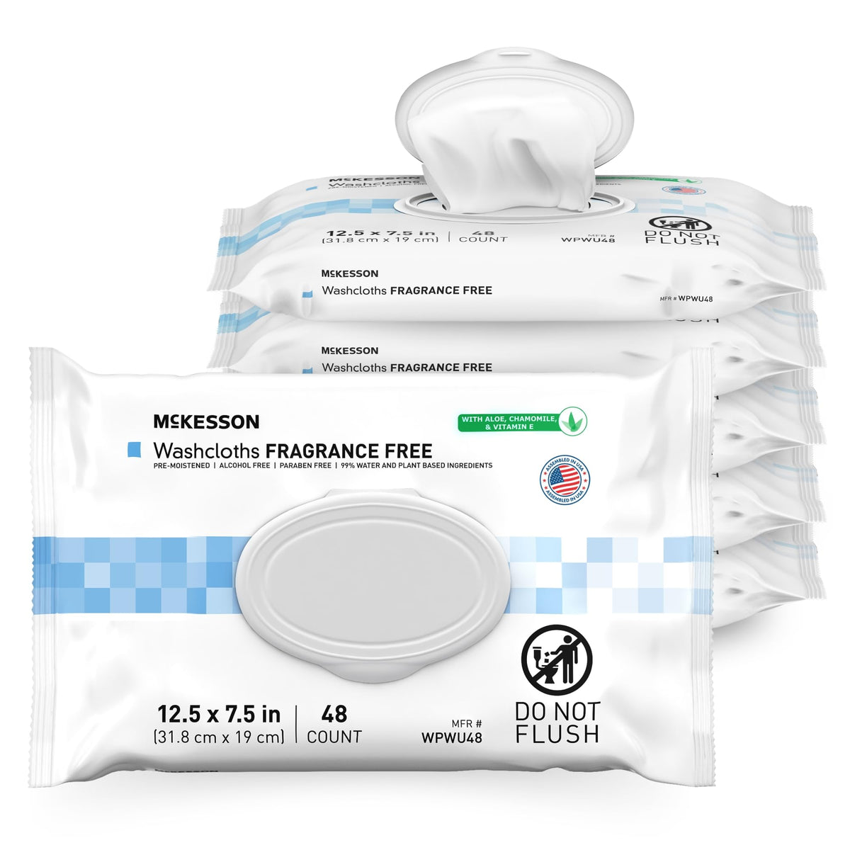 McKesson Disposable Wipe 12 Pack, 600 Washcloths - Large Adult Body and Incontinence Washcloths with Aloe and Vitamin E, Alcohol-Free, 50 Wipes Per Pack