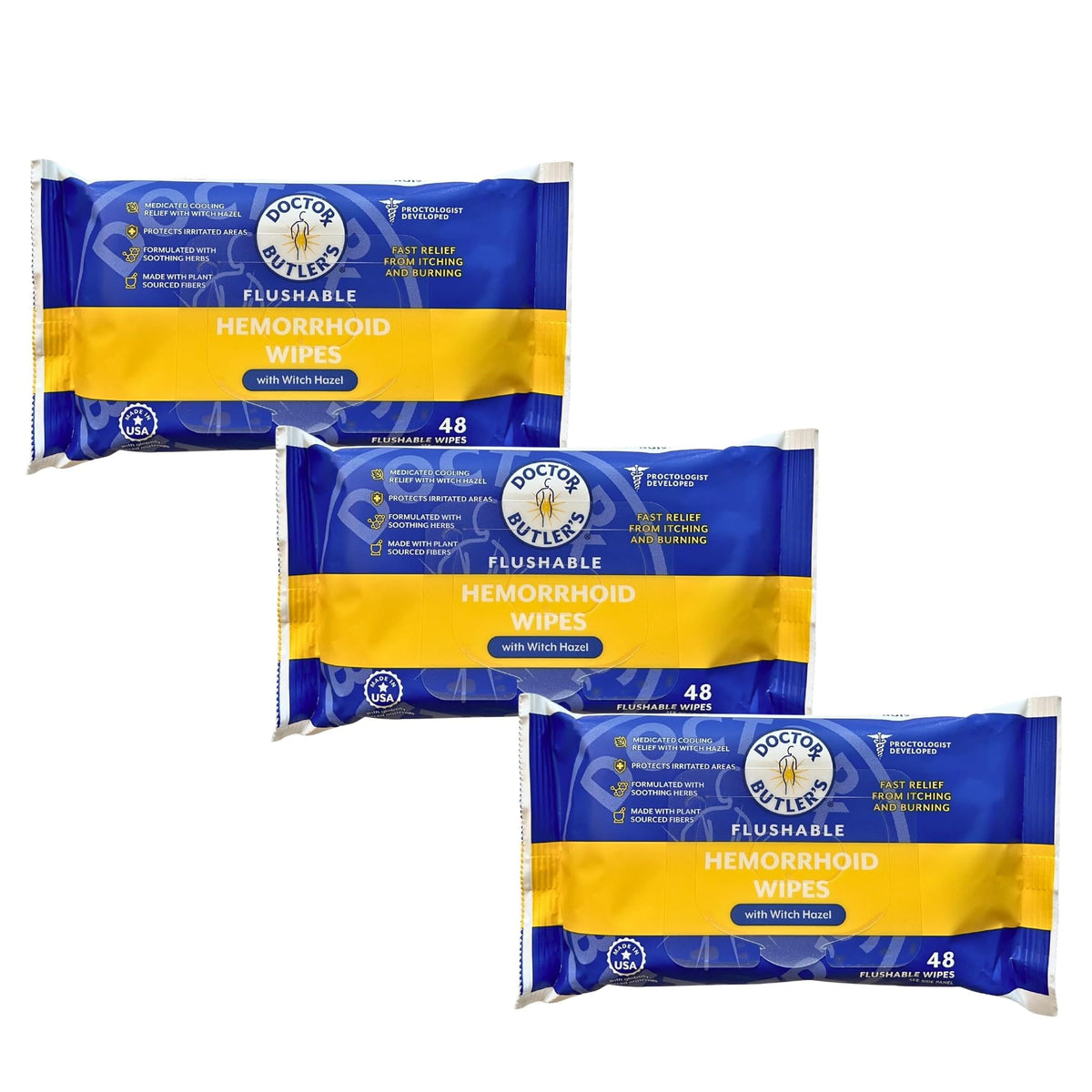 Doctor Butler's Soothing All-Purpose Wet Wipes for Sensitive Skin, Made with Organic Bamboo, Face Wipes, and Bathroom Cleanup with Chamomile and Essential Oils* (1 Pack - 60 Count)