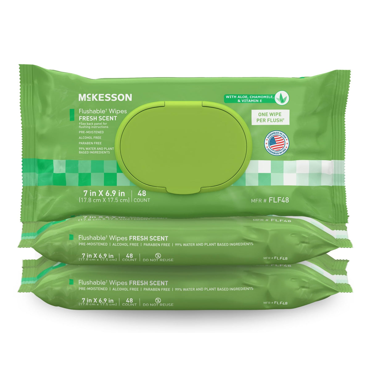 McKesson Flushable Adult Wet Wipes, Scented, 576 Wipes (12 Pack of 48)